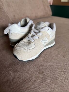 New Balance Kids Beige and White 574 Sneakers